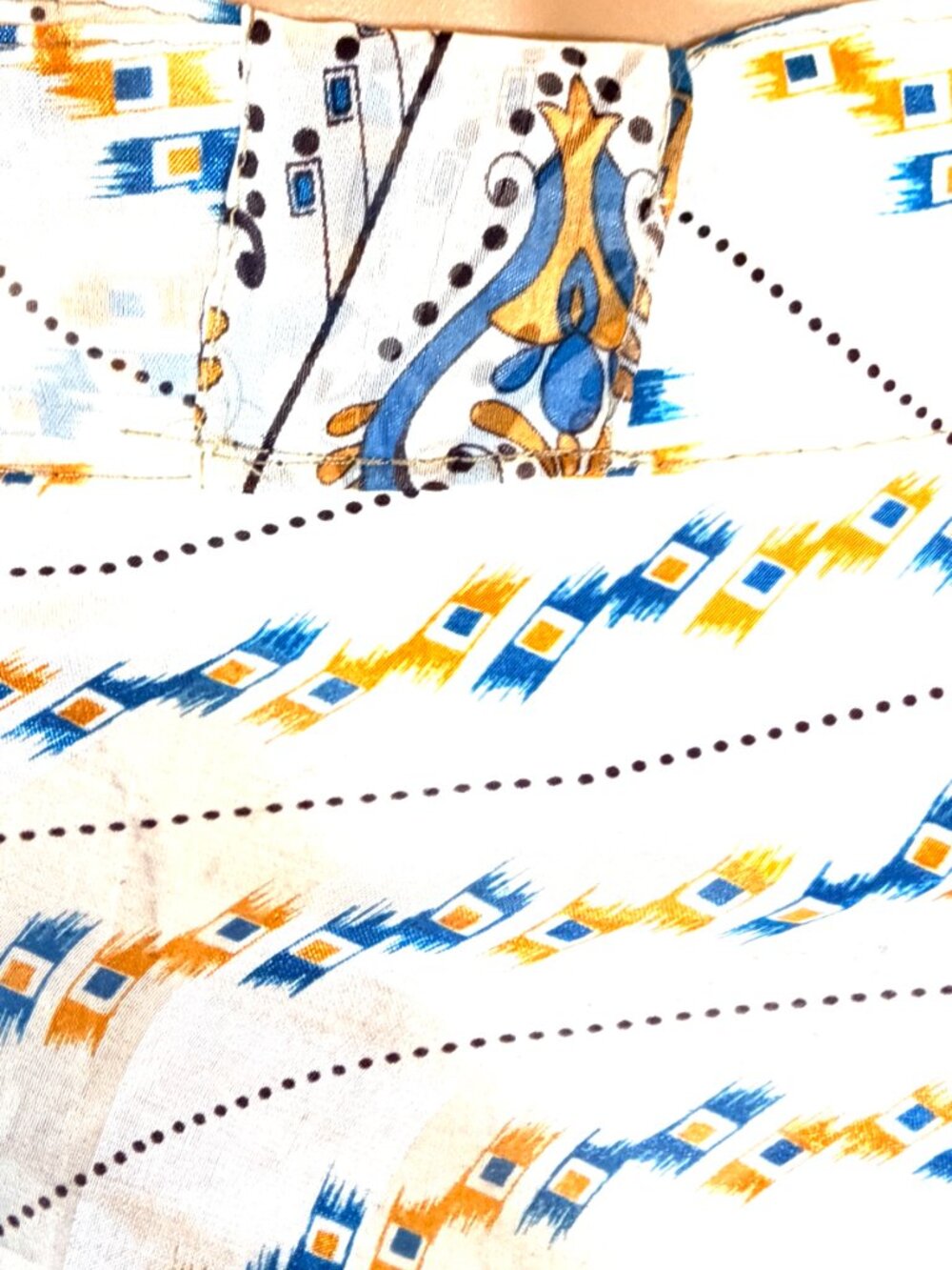 Henna 100% Silk Wrap Skirt In Royal Blue, Golden Yellow White and Gray-One Size - Picture 8 of 14